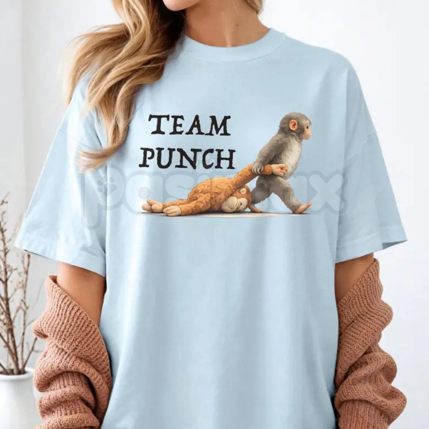 Comfort Colors® Team Punch Monkey T-Shirt – Viral Baby Monkey Fan Club Graphic Tee, Cute Animal Meme Shirt, Wholesome Social Media Trend Top