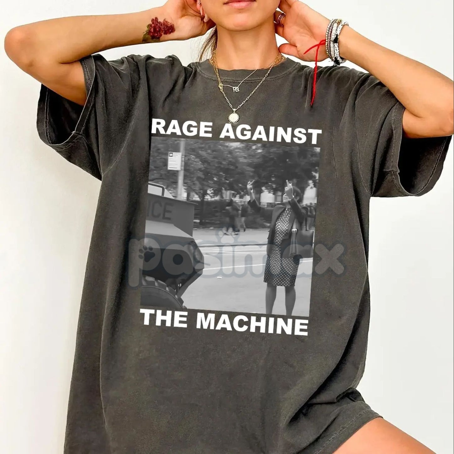 Rage Against The Machine Activist T-Shirt – Polka Dress Woman NYC Protest Tee, Anti-ICE Spread The Movement