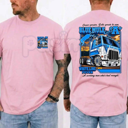 Blue Mule White Line Fever T-Shirt – Vintage Trucker Semi Truck Unisex Tee