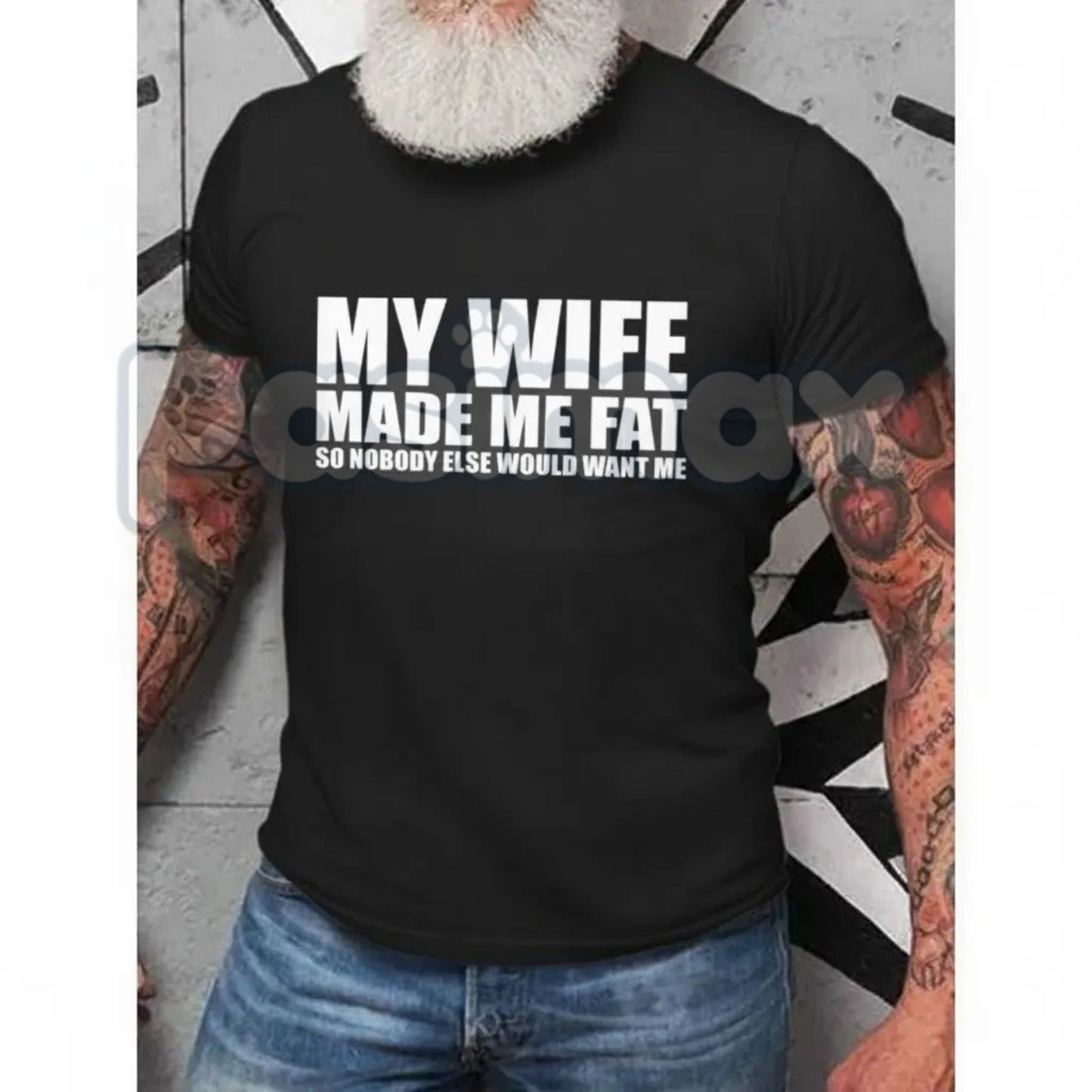 Men's "My Wife Made Me Fat" T-Shirt - Funny Husband Humor Graphic Tee, Dad Bod Slogan Shirt, Funny Marriage Anniversary Gift