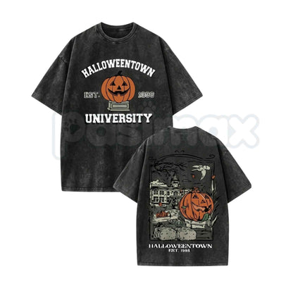 Vintage Halloweentown University Est 1998 T-Shirt – Pumpkin Spooky Town Washed Tee, Retro Autumn Movie Graphic Lightweight Cotton Unisex Top