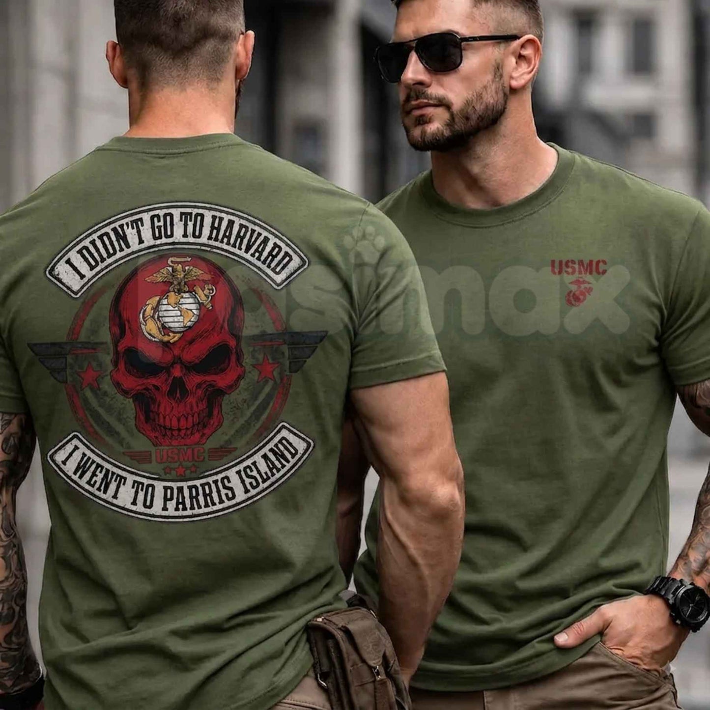 I Didn't Go To Harvard I Went To Parris Island T-Shirt – USMC Veteran Unisex Cotton Tee