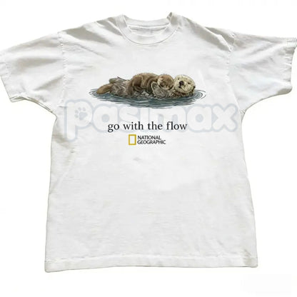 National Geographic "Go with the Flow" T-Shirt - Official Style Nature Exploration Graphic Tee, Premium 100% Cotton Adventure Gift Top, Inspirational Outdoorsy Unisex Shirt, National Geographic Explorer Fan Apparel, Soft Lived-In Earthy Fashion