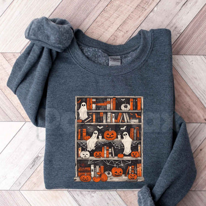 Ghost Bookcase Sweatshirt | Spooky Bookworm Reader Crewneck