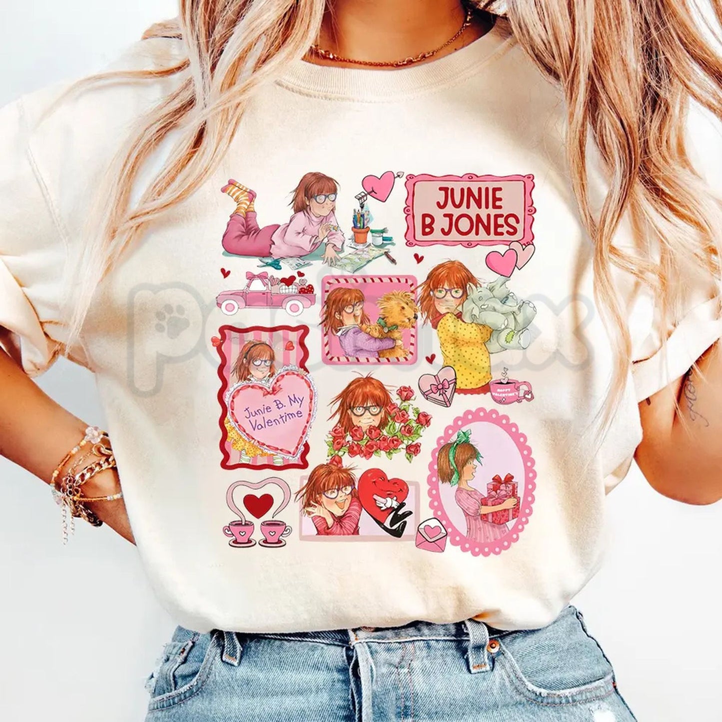Comfort Colors® "Bestest Valentine" Junie B. Jones T-Shirt – Retro Doodle Style Book Character Tee, Kindergarten Teacher Valentine Shirt, Funny School Librarian Top
