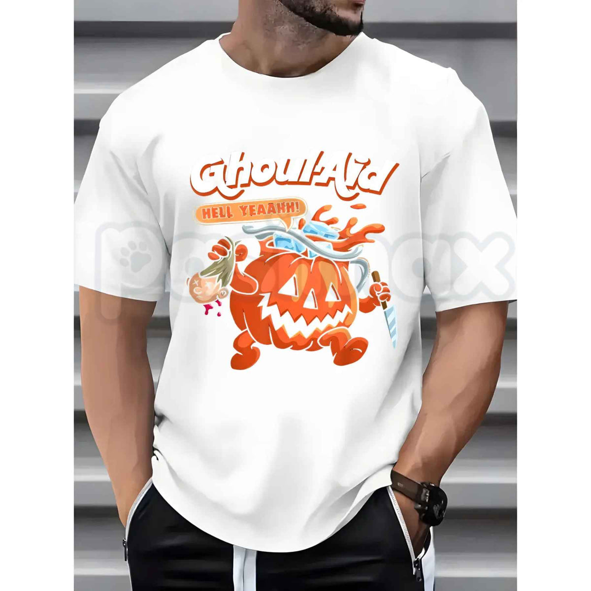 Halloween Ghoul Aid Pumpkin T-Shirt – Retro Spooky Season Unisex Cotton Graphic Tee