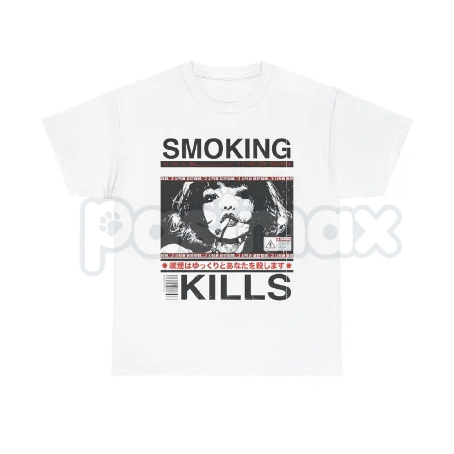 "Smoking Kills" Retro Manga Style T-Shirt – 90s Aesthetic Anime Graphic Tee, Premium 100% Cotton Cyber-Noir Top, Soft Lived-In Heavyweight Edgy Streetwear Shirt, Made in USA