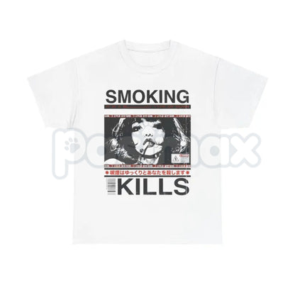 "Smoking Kills" Retro Manga Style T-Shirt – 90s Aesthetic Anime Graphic Tee, Premium 100% Cotton Cyber-Noir Top, Soft Lived-In Heavyweight Edgy Streetwear Shirt, Made in USA