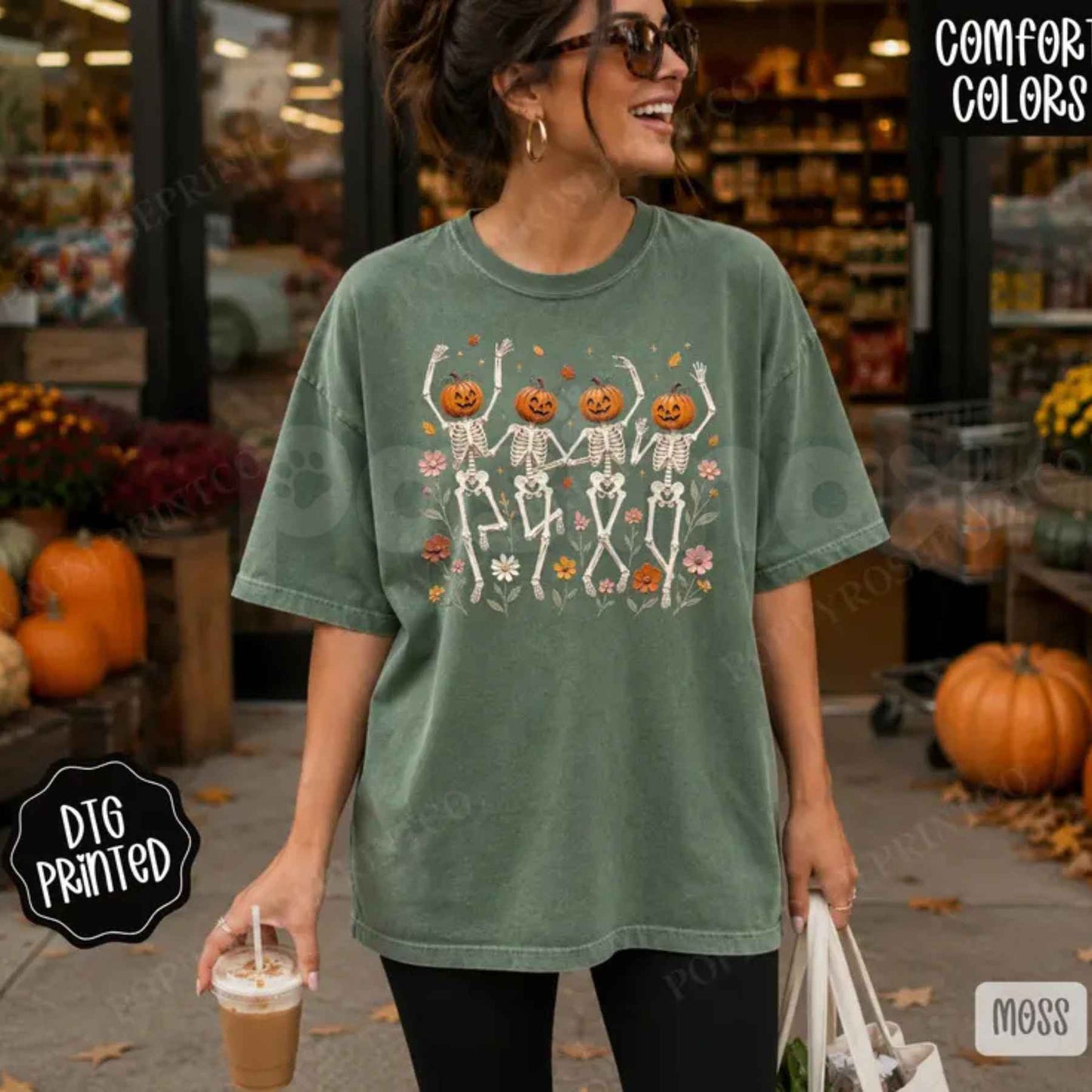 Comfort Colors® Dancing Skeletons T-Shirt – Trendy Fall Graphic Tee, Vintage Spooky Season Unisex Top