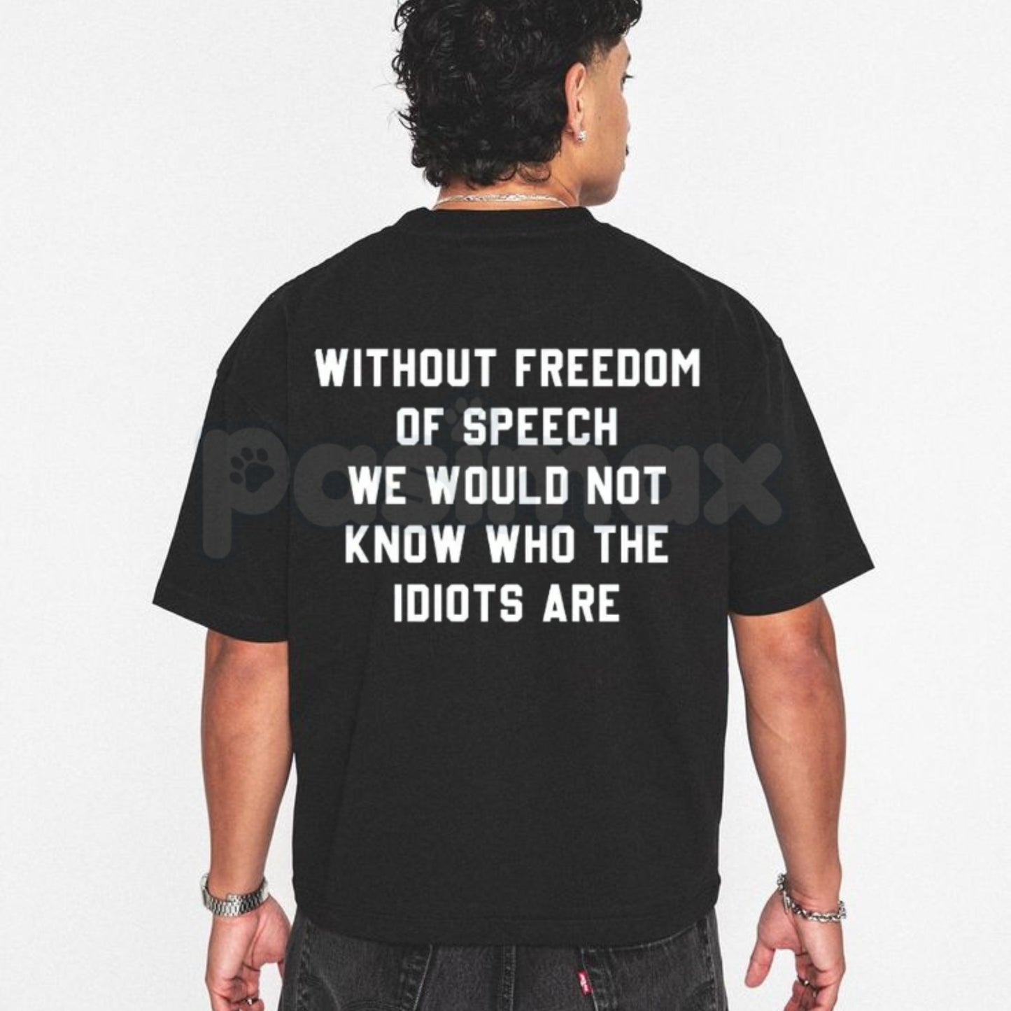 "Without Freedom Of Speech" Funny Graphic Tee – Ironic Sarcastic Men's Casual Shirt, Premium 100% Cotton Meta Humor Top, Soft Lived-In Heavyweight Satirical Apparel, Made in USA