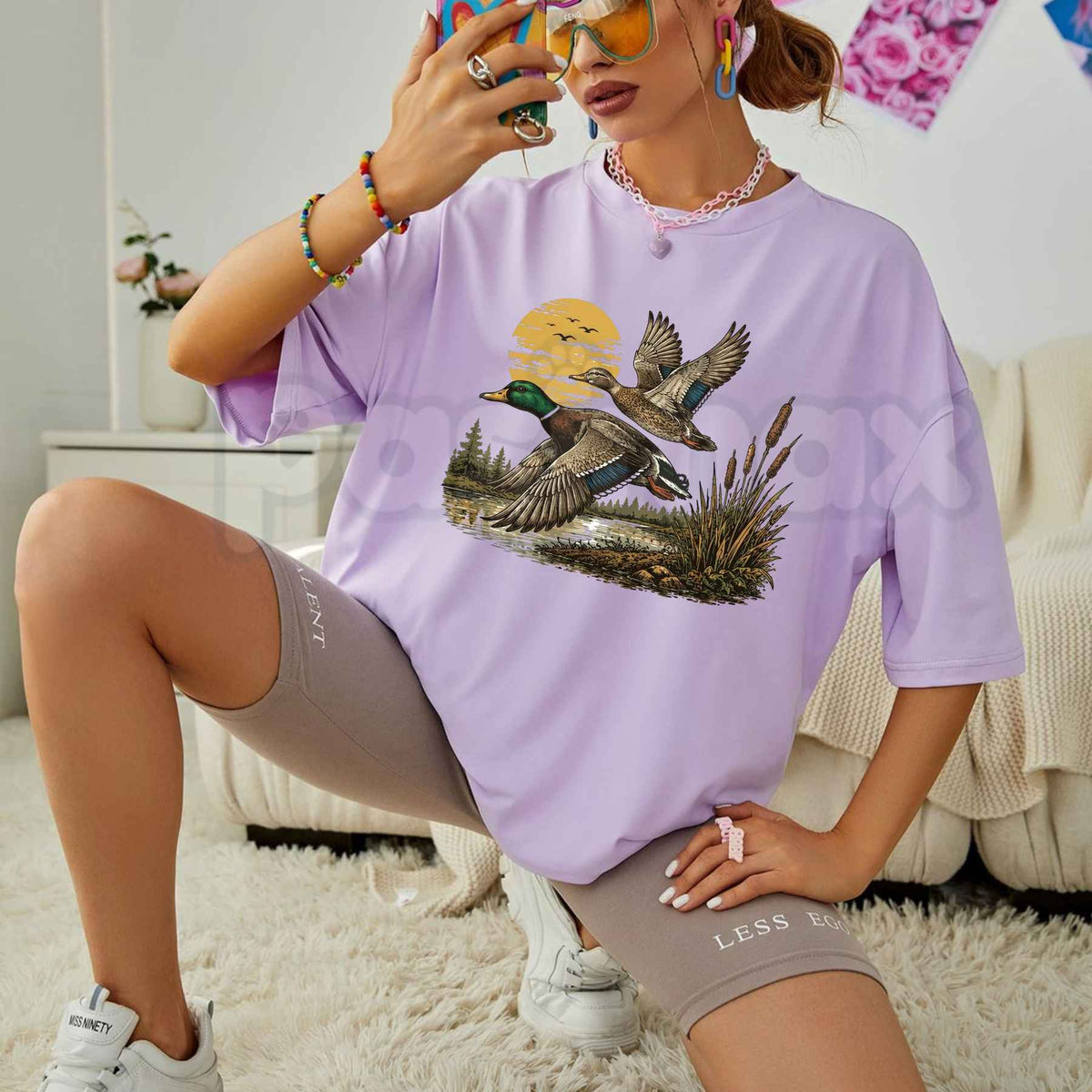 Comfort Colors® Retro Flying Mallard Duck T-Shirt – Classic Waterfowl Hunting Graphic Tee, Vintage Wetland Wildlife Unisex Top & Gift