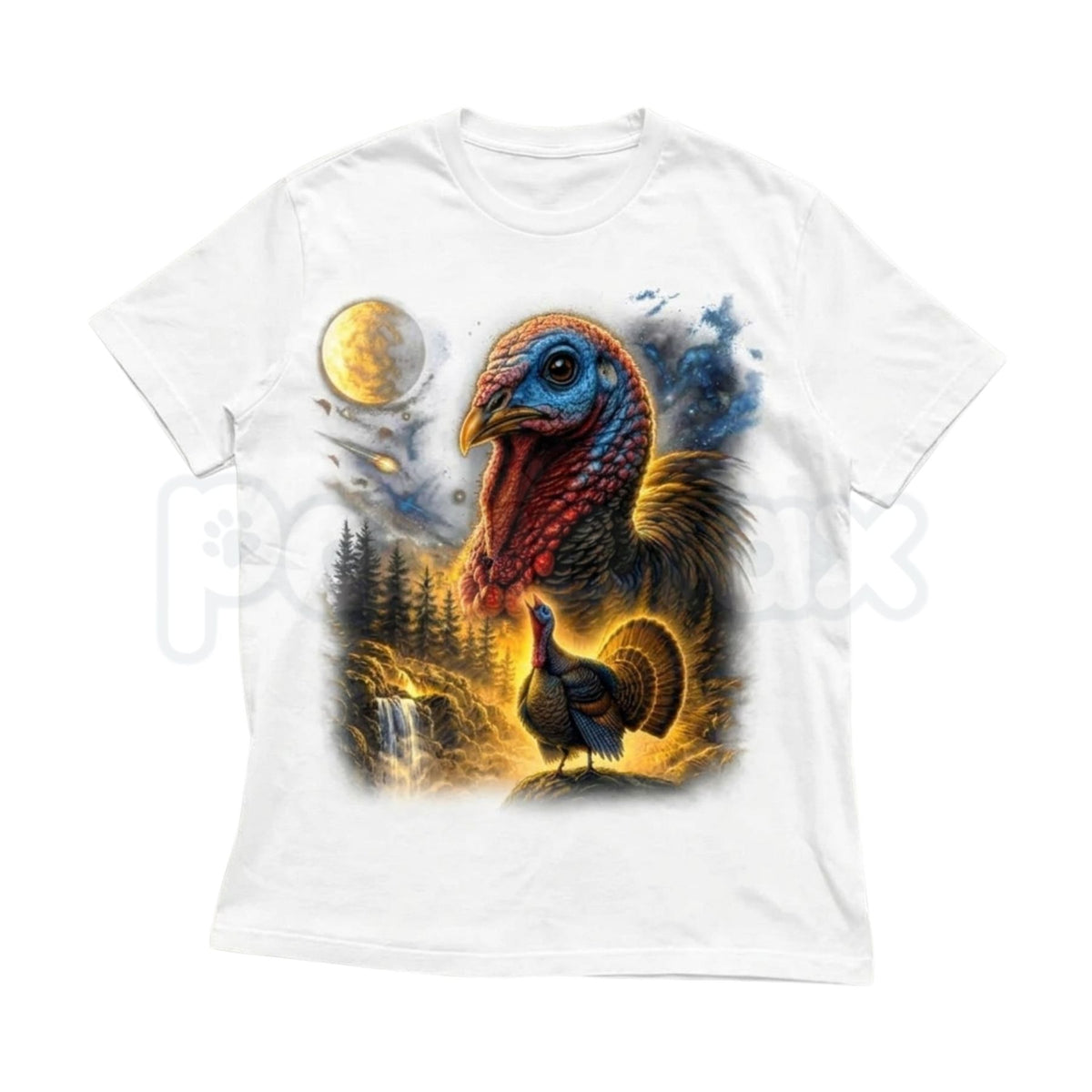 Comfort Colors® Turkey Howling to the Moon T-Shirt – Retro Funny Wolf Meme Graphic Tee, Thanksgiving Holiday Unisex Top & Gift