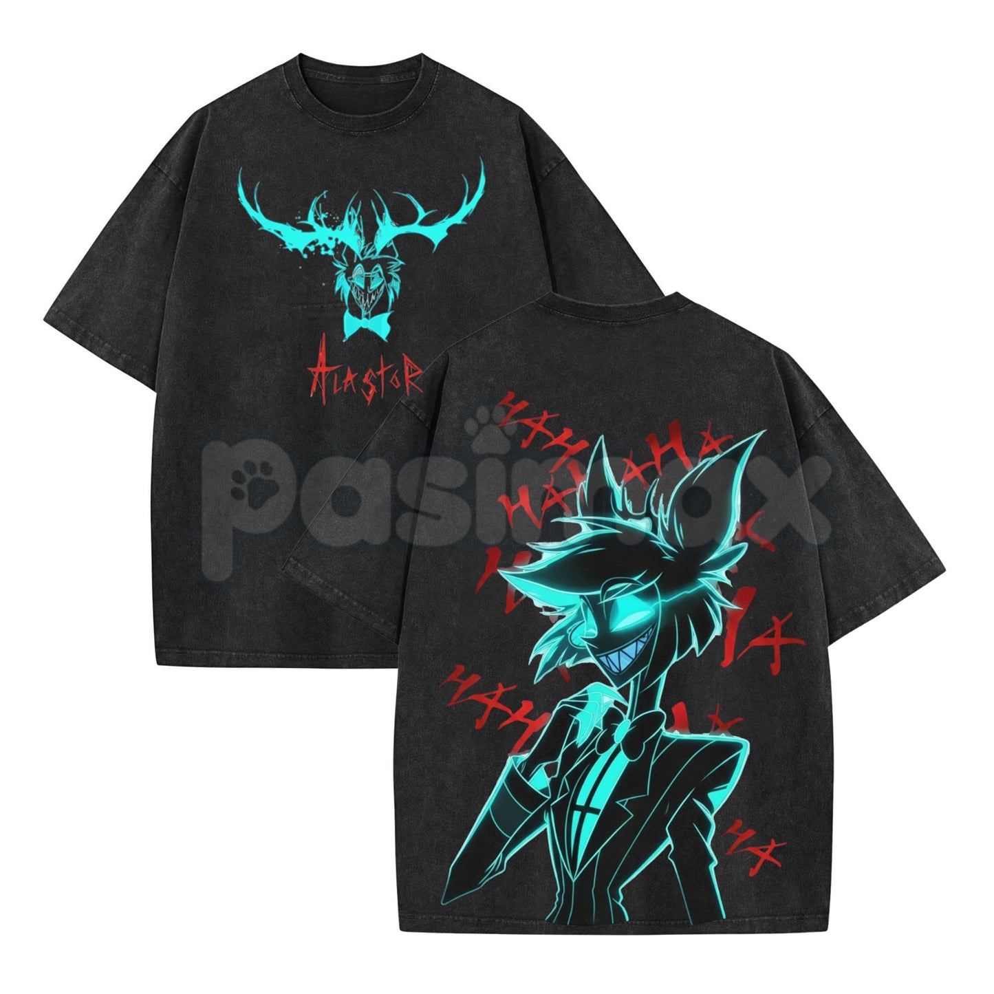 Alastor Hazbin Hotel T-Shirt – Vintage Washed Oversized Graphic Tee, Radio Demon Merch