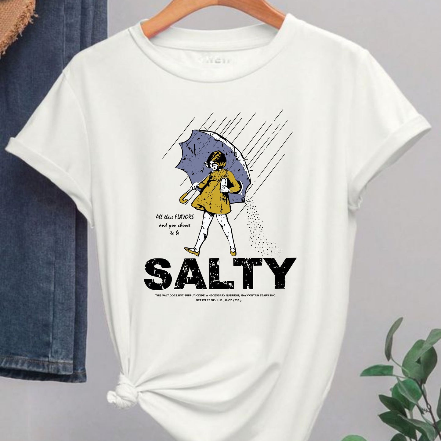 Women's Retro Salty Girl Shirt - Casual Summer Gift Tee, Vintage Beach Apparel