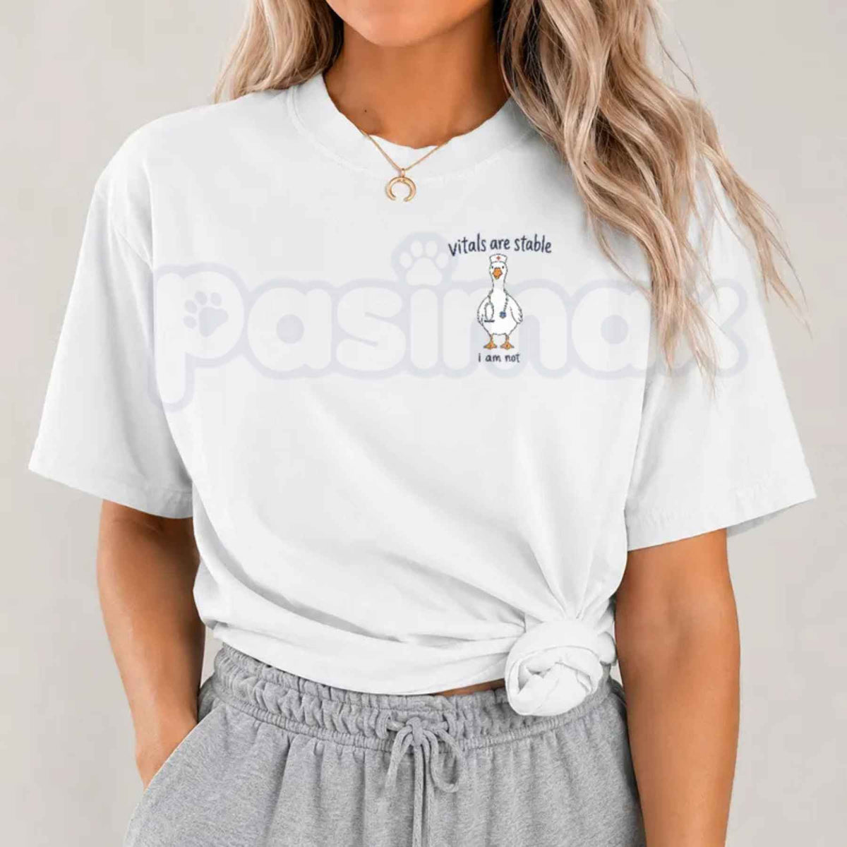 Comfort Colors® Vitals Are Stable I Am Not T-Shirt – Funny Goose Nurse Graphic Tee, Retro Silly Goose RN Unisex Top & Gift
