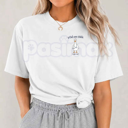 Comfort Colors® Vitals Are Stable I Am Not T-Shirt – Funny Goose Nurse Graphic Tee, Retro Silly Goose RN Unisex Top & Gift
