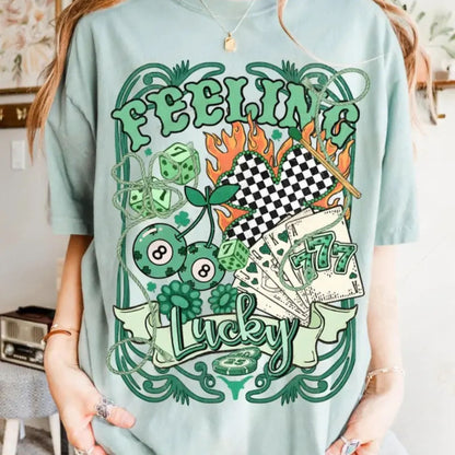 Comfort Colors® "Lucky Streak" Western Casino T-Shirt – Retro Cowboy Card Player Tee, Vintage St. Patrick’s Day Rodeo Shirt, Aesthetic Las Vegas Western Top