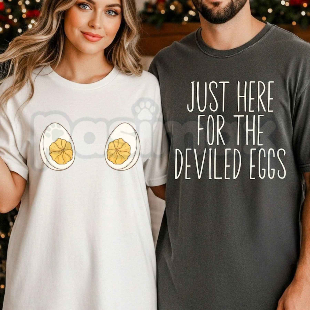 Comfort Colors® Funny Deviled Eggs Christmas & Thanksgiving T-Shirt – Inappropriate Couples Holiday Party Graphic Unisex Top & Gift