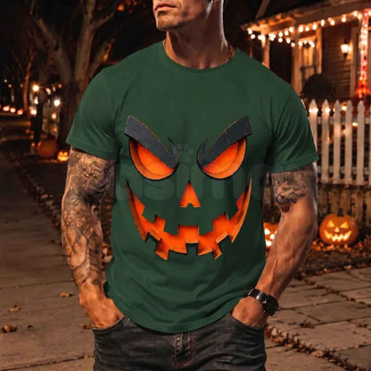 Scary Evil Jack O' Lantern T-Shirt – Spooky Halloween Pumpkin Athletic Sports Tee