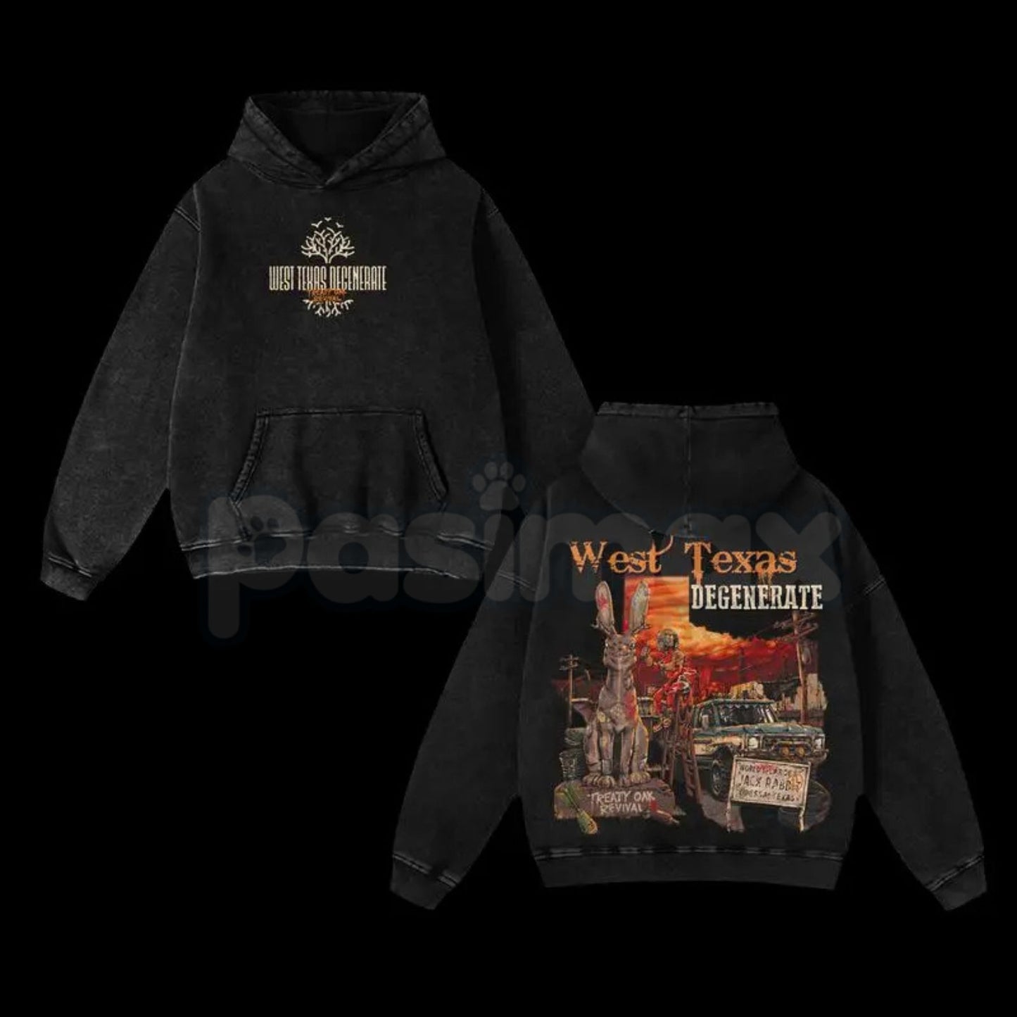 Treaty Oak Revival West Texas Degenerate Hoodie – Vintage Washed Country Music Streetwear