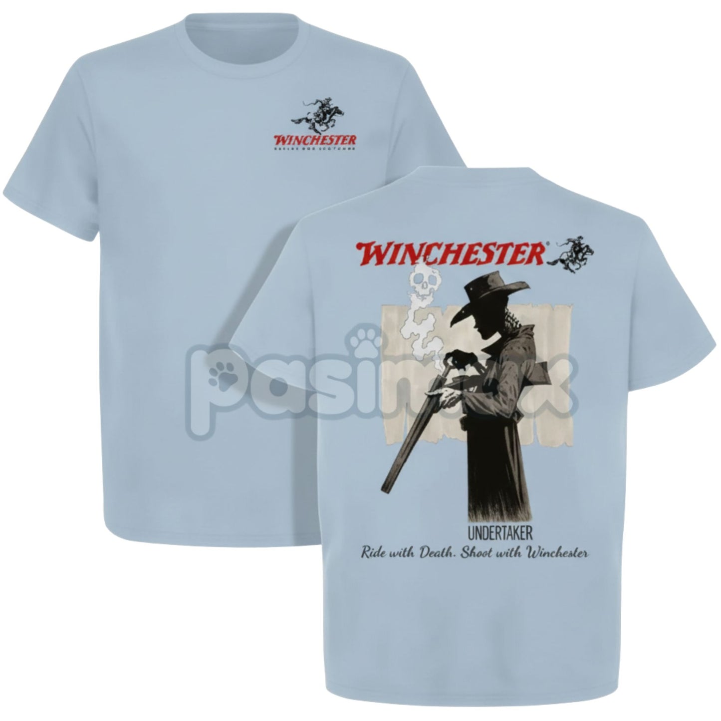 Winchester Undertaker T-Shirt - Grim Reaper Cowboy Graphic Tee, Skull & Rifle Western Streetwear, Unique Vintage Top for Men