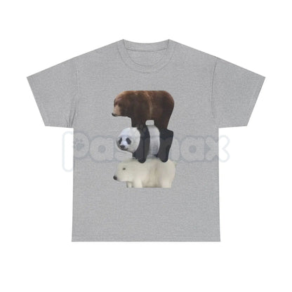 Stacked Bears Graphic Tee - Polar, Panda & Brown Bear Shirt, Minimalist Wildlife Nature Tee, Cute Animal Lover Gift, Premium Heavyweight Forest Animal Apparel