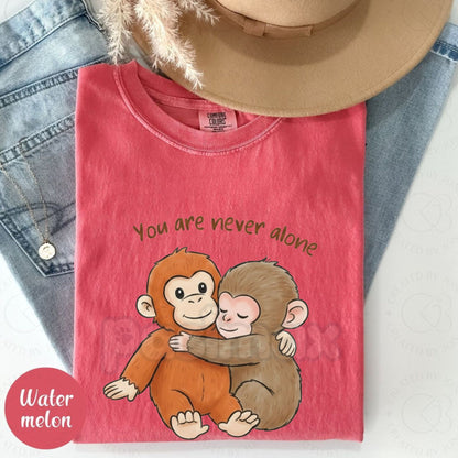 Comfort Colors® Viral Punch Monkey T-Shirt – Cute Baby Monkey Hugging Plush Toy Graphic Tee, Trending Meme Animal Shirt, Wholesome Aesthetic Monkey Top