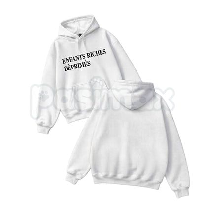 Enfants Riches Déprimés Vintage Graphic & Text Hoodie – Luxury Punk Aesthetic Pullover, Distressed Avant-Garde Streetwear Sweatshirt, Unisex Heavy Blend