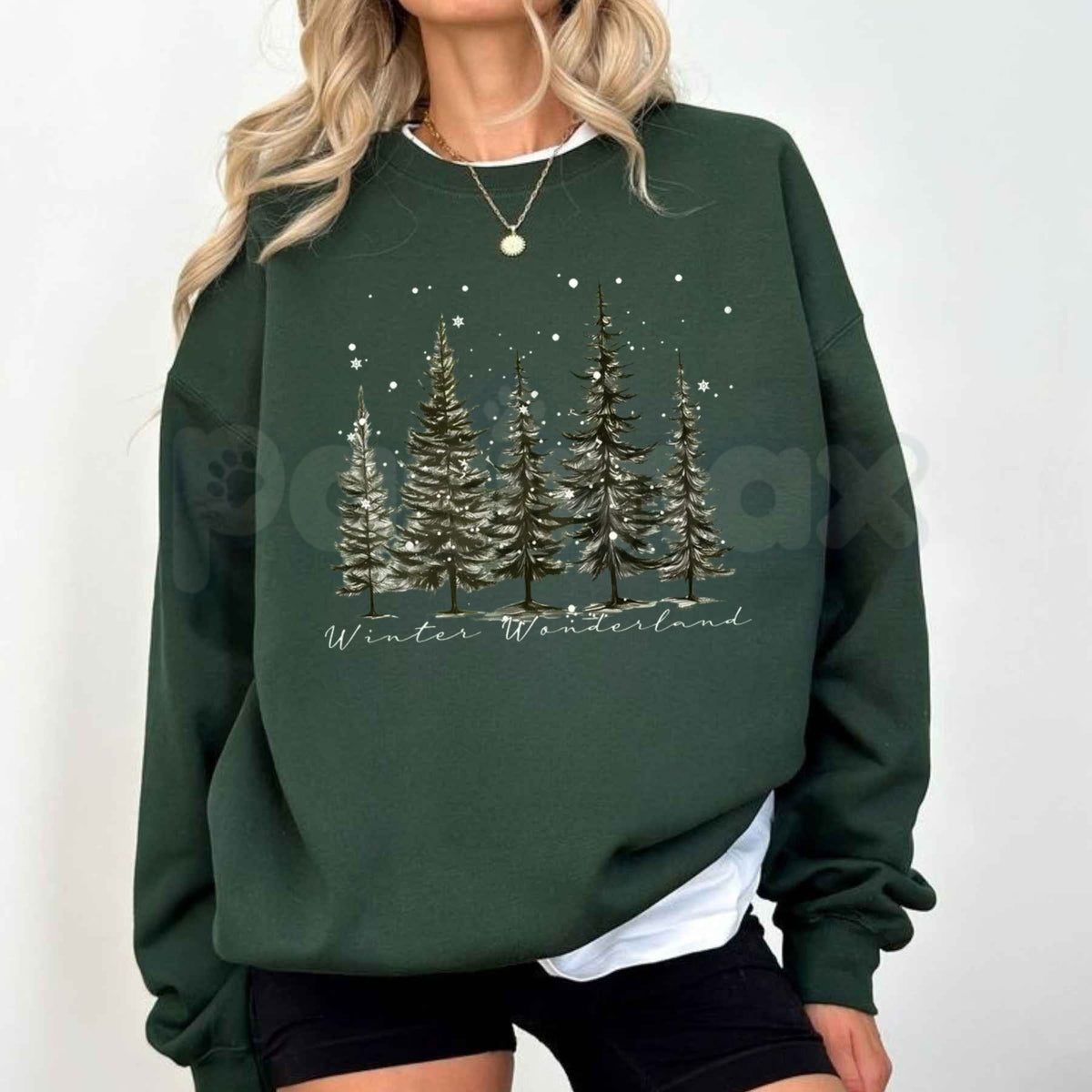 Winter Wonderland Pine Tree Sweatshirt | Evergreen Forest Graphic Crewneck