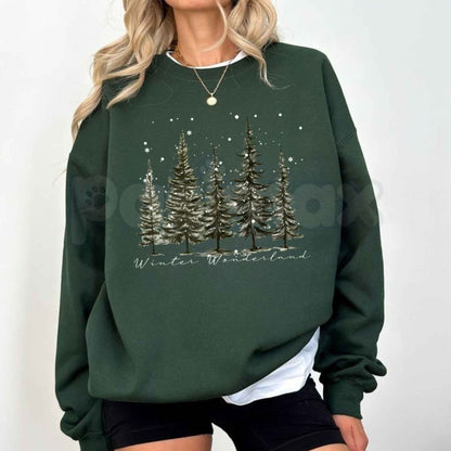 Winter Wonderland Pine Tree Sweatshirt | Evergreen Forest Graphic Crewneck