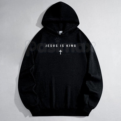 Jesus Is King Cross Graphic Hoodie – Faith-Based Christian Apparel, Religious Statement Pullover, Unisex