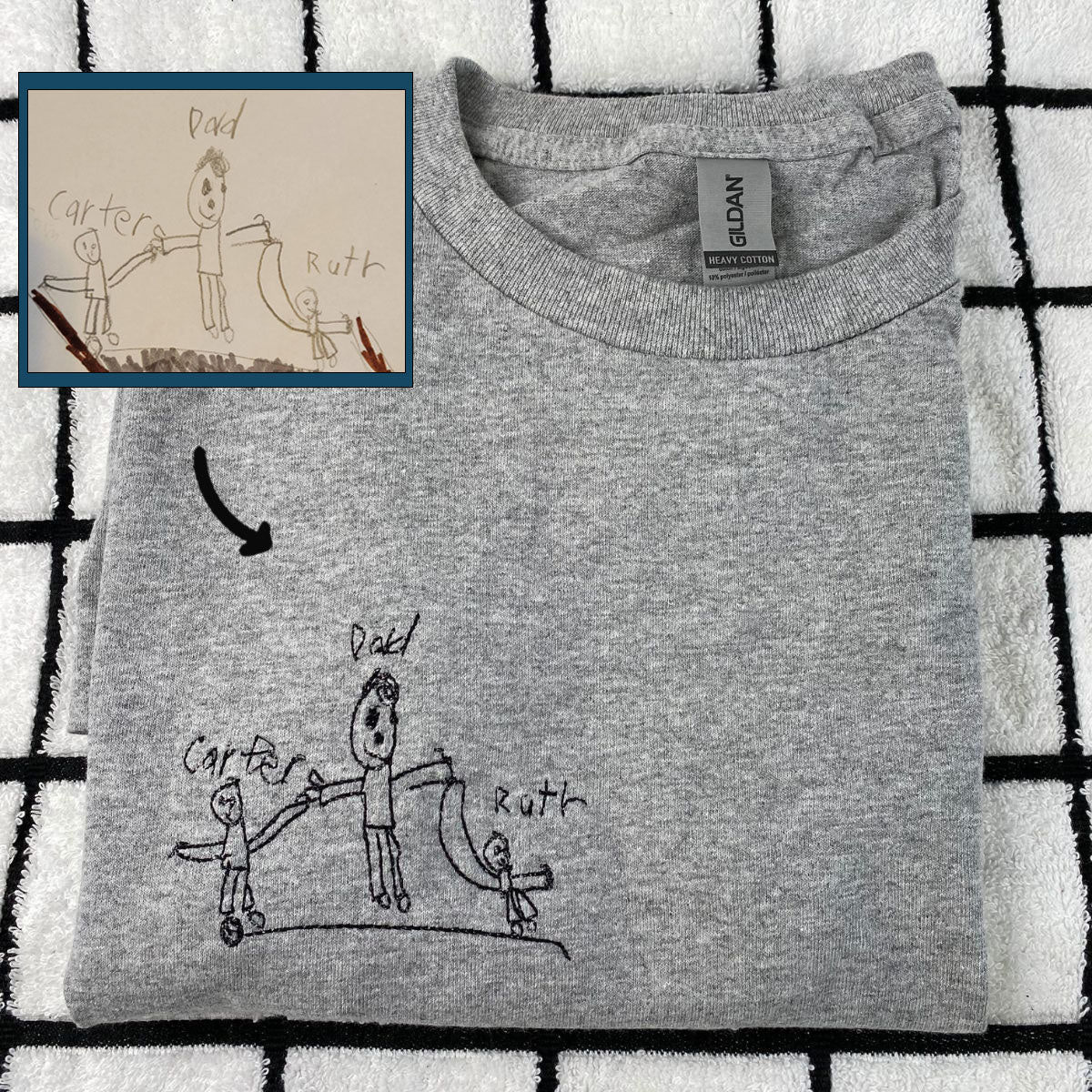 Custom Kids Drawing Sweatshirt – Personalized Art Hoodie, Unique Gift for Mom, Dad, or Grandparents