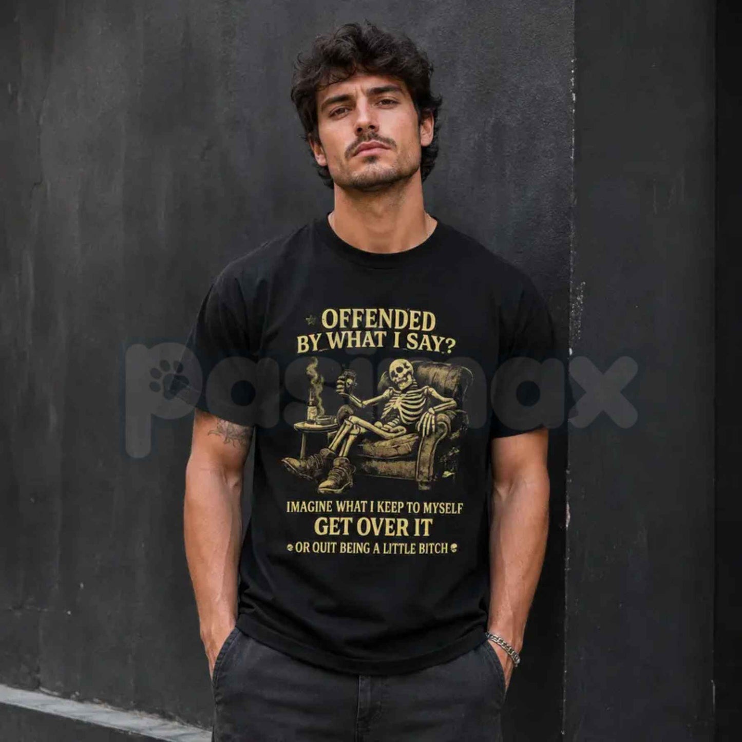Skeleton & Beer Humorous Art T-Shirt – Vintage Skull Drinking Menswear Graphic Tee
