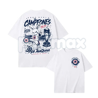 Cruz Azul Campeones 2026 T-Shirt – Liga MX Champion La Máquina Soccer Graphic Tee