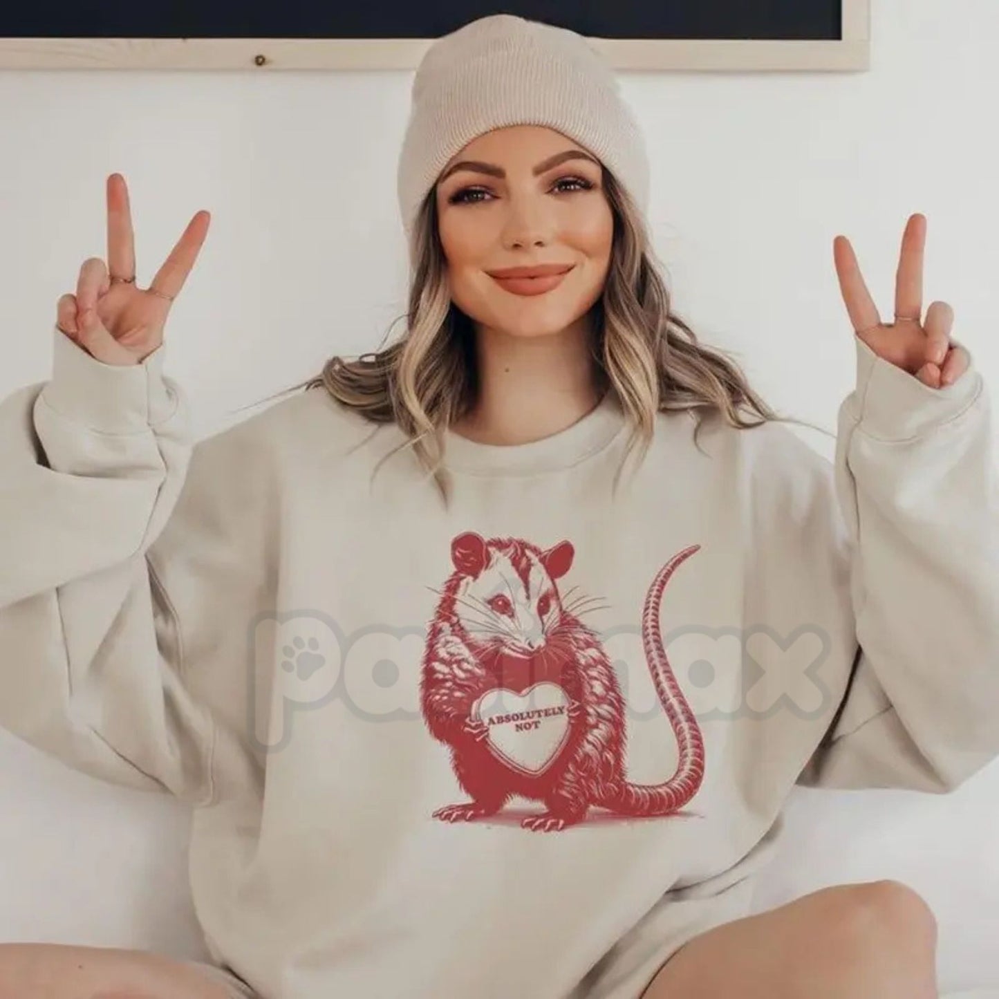 Absolutely Not Opossum Meme Sweatshirt | Vintage Animal Heart Crewneck | Funny Possum Lover Gift | Sarcastic Opossum Graphic Jumper | Retro Trash Cat Pullover | Weird Core Aesthetic Shirt