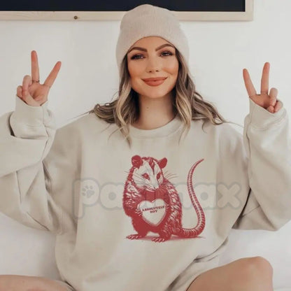 Absolutely Not Opossum Meme Sweatshirt | Vintage Animal Heart Crewneck | Funny Possum Lover Gift | Sarcastic Opossum Graphic Jumper | Retro Trash Cat Pullover | Weird Core Aesthetic Shirt