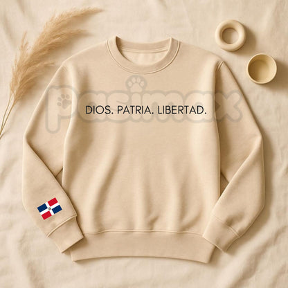 DIOS.PATRIA.LIBERTAD Sweatshirt | Dominican Republic National Motto Jumper | Patriotic Spanish Pride Crewneck | DR Heritage Gift
