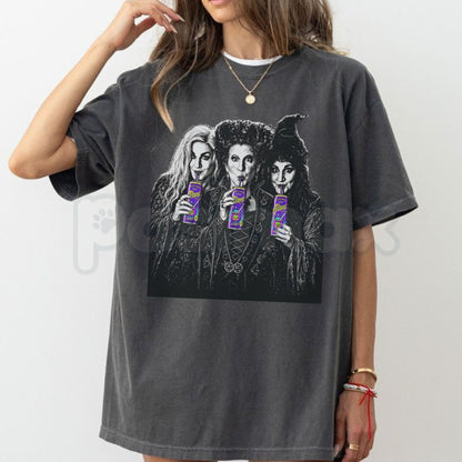 Comfort Colors® Sanderson Sisters Witches Brew Energy Drink T-Shirt – Retro Halloween Graphic Tee, Spooky Cult Classic Unisex Top & Gift