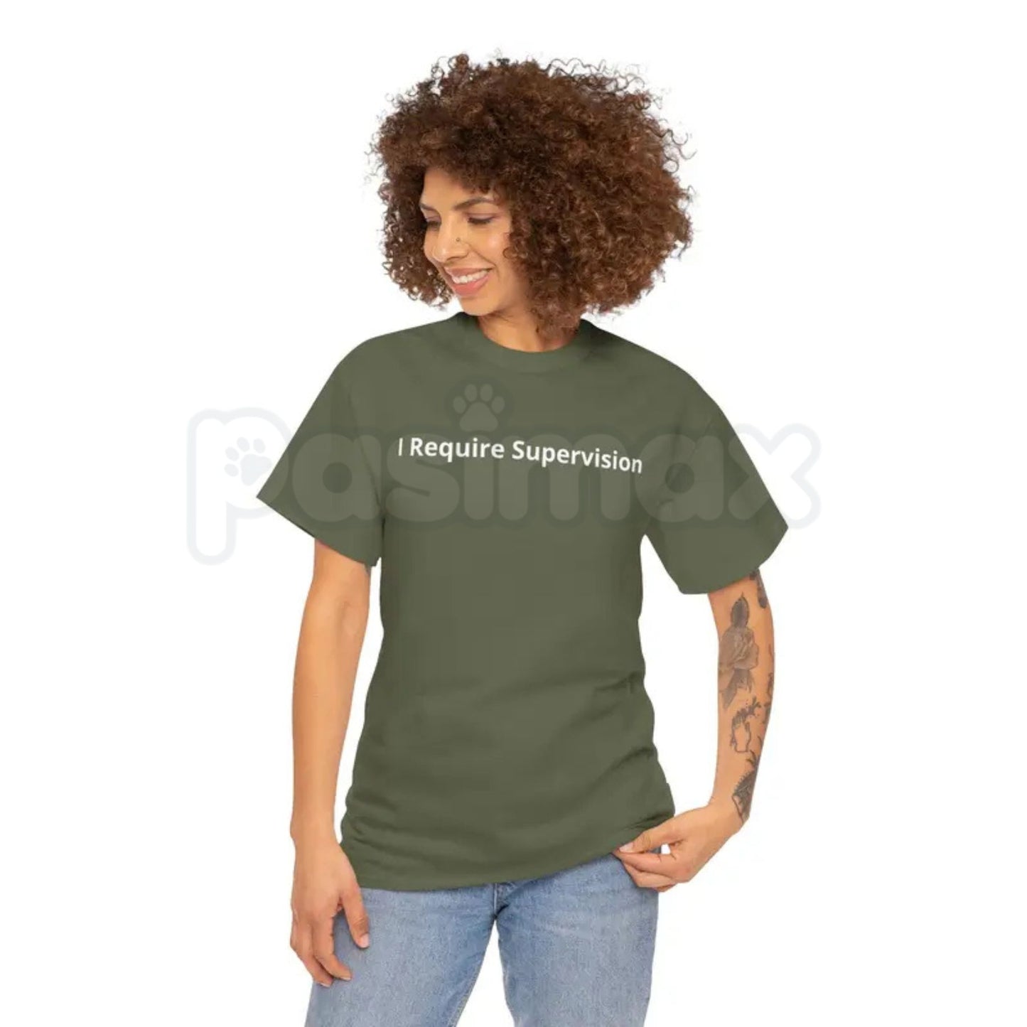 "I Require Supervision" Funny T-Shirt – Sarcastic Adulting Humor Graphic Tee, Premium 100% Cotton Relatable Phrase Top, Soft Lived-In Heavyweight Warning Label Shirt, Made in USA