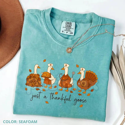 Comfort Colors® 'Thanksgiving Nurse - Goose Is Loose' T-Shirt – Funny Holiday RN Apparel, Whimsical Comfort Tee