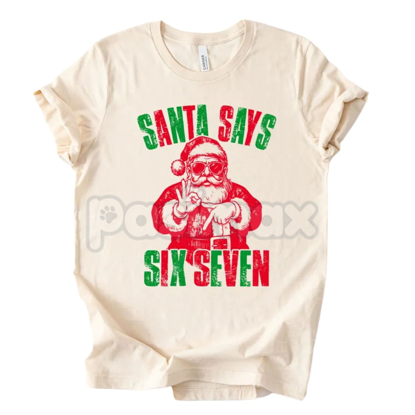 Santa Six Seven Viral Slogan T-Shirt - 67 Christmas Chaos Tee, Anti-Ugly Sweater Holiday Humor, Trending Meme Gift