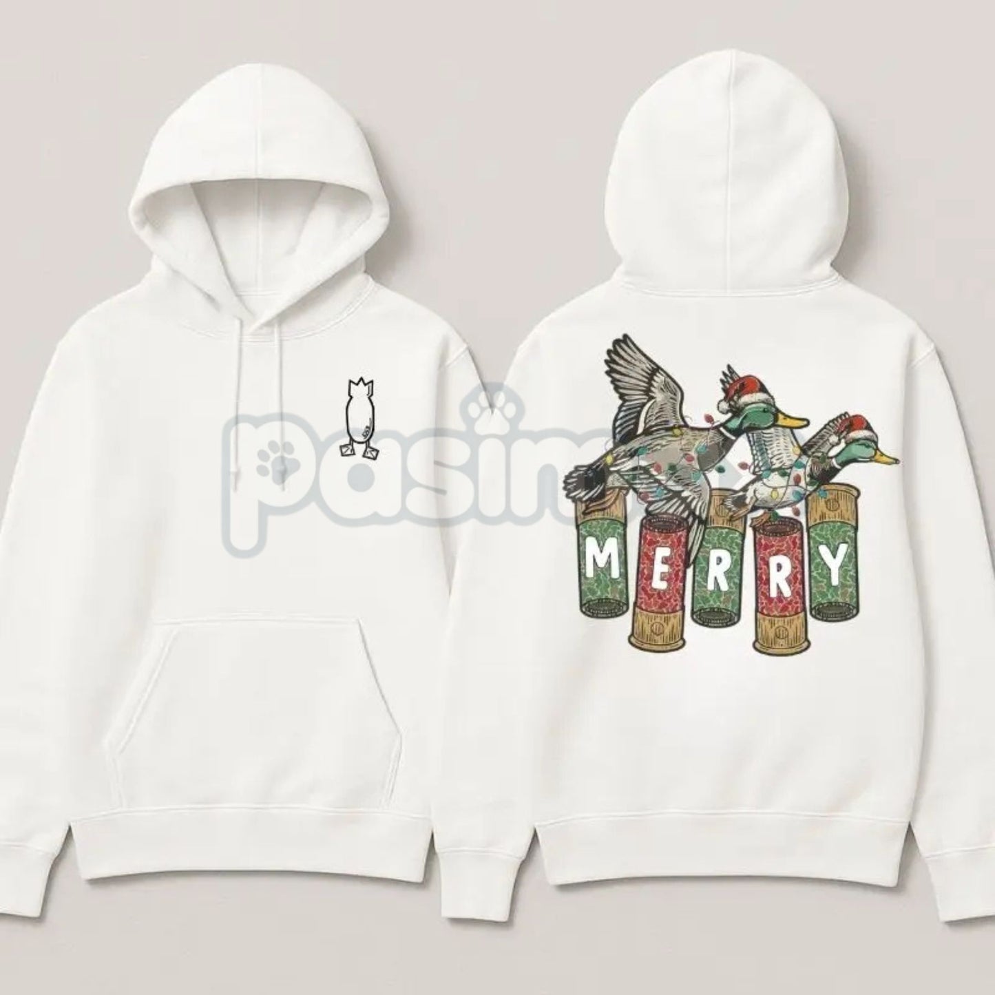 Merry Duck Hoodie – Funny Christmas Duck Graphic Pullover, Festive Holiday Humor Apparel, Unisex