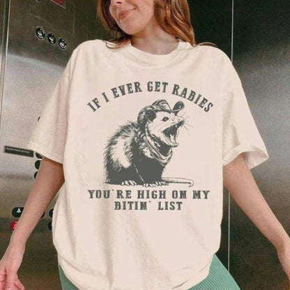 Humorous Raccoon T-Shirt – If I Ever Get Rabies Quote Tee for Friends, Sarcastic Animal Shirt, Funny Gag Gift, Trash Panda Top