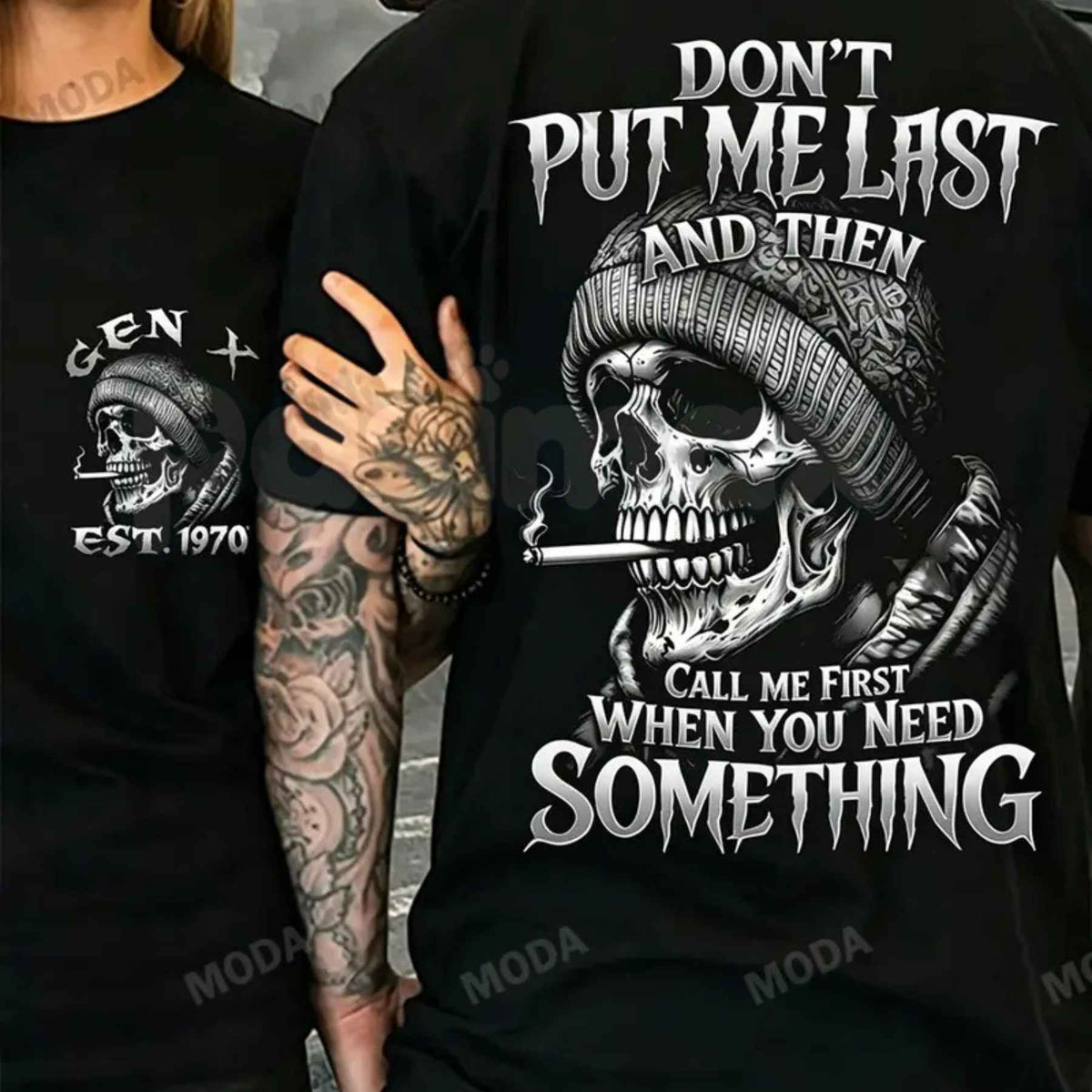 Gen X Dont Put Me Last Custom Year Skull T-Shirt – Generation X Humor Unisex Tee