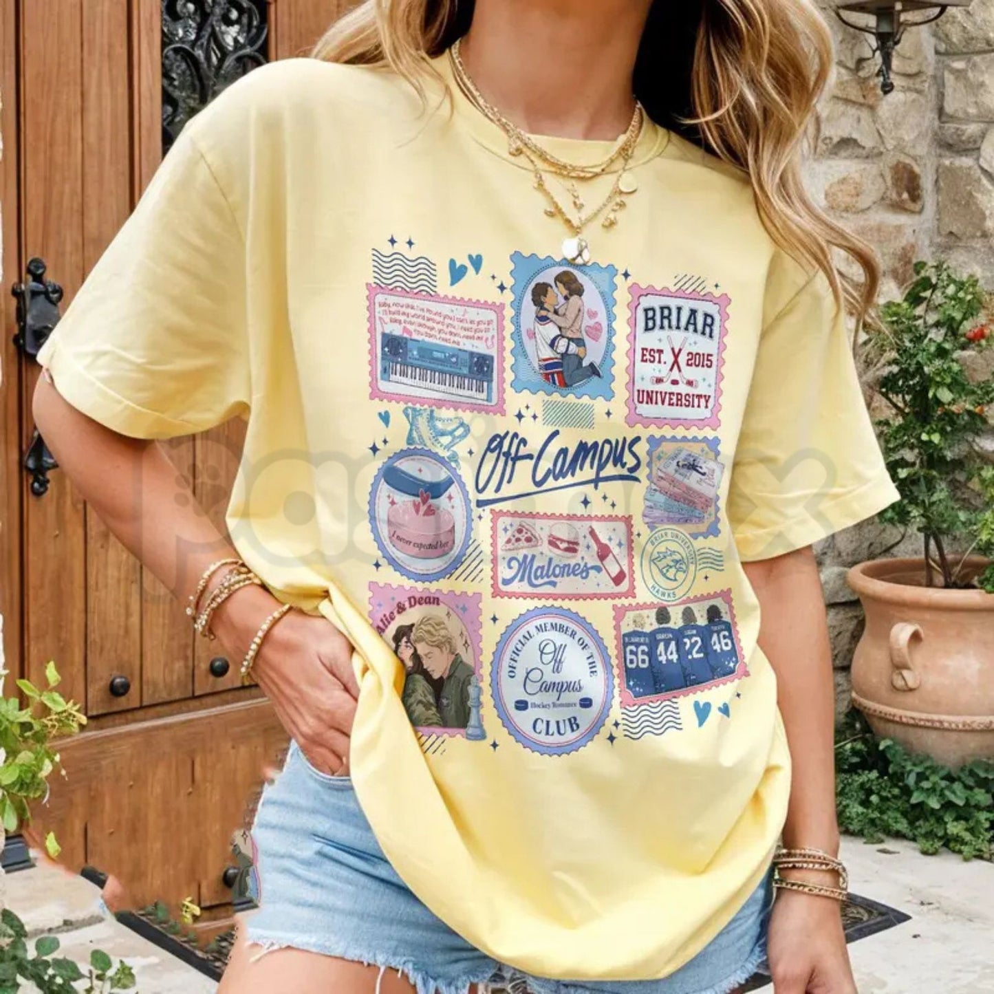 Comfort Colors® Briar University Hockey Stamps T-Shirt – Retro Bookish Romance Graphic Tee, Vintage Ice Hockey Player Merch, Cute Smut Reader Gift