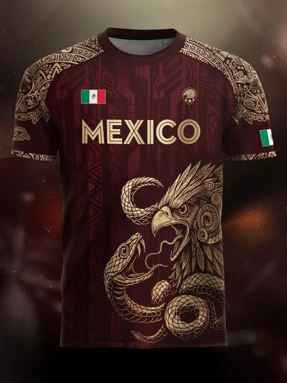 Mexico Aztec Eagle Heritage Soccer Jersey – All Over Print Men's Football Shirt, Mexican Pride Fan Apparel