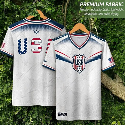 2026 America Soccer Jersey for Men – USA Football Fan Shirt, Quick-Drying V-Neck Casual Sportswear