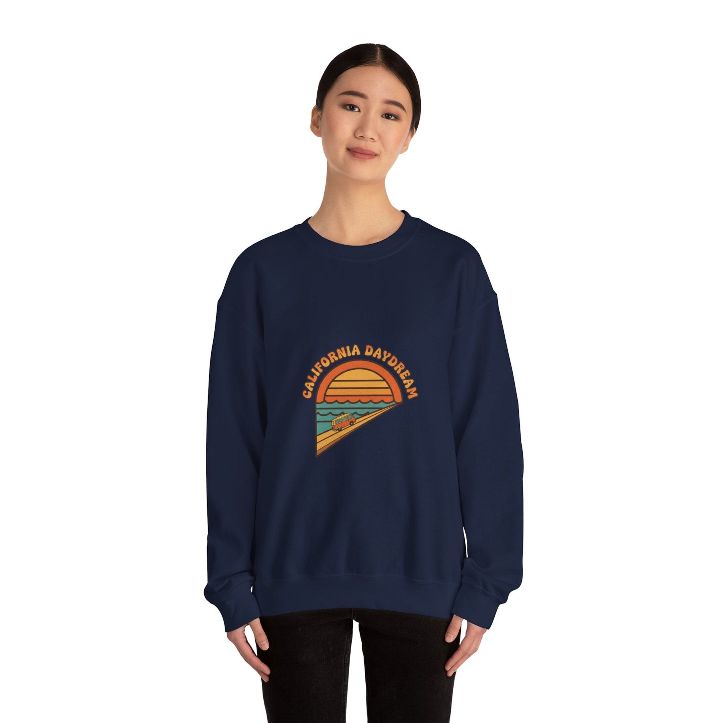 California Beach Sunset Crewneck, 70s Sunset Shirt | Retro Surf Graphic