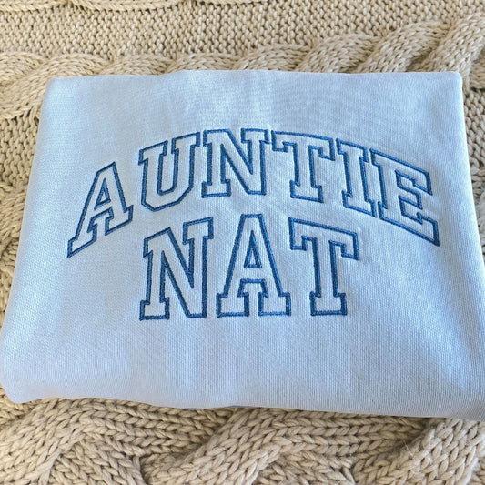 Custom Embroidered Auntie Sweatshirt, Unique Gift for any Occasion