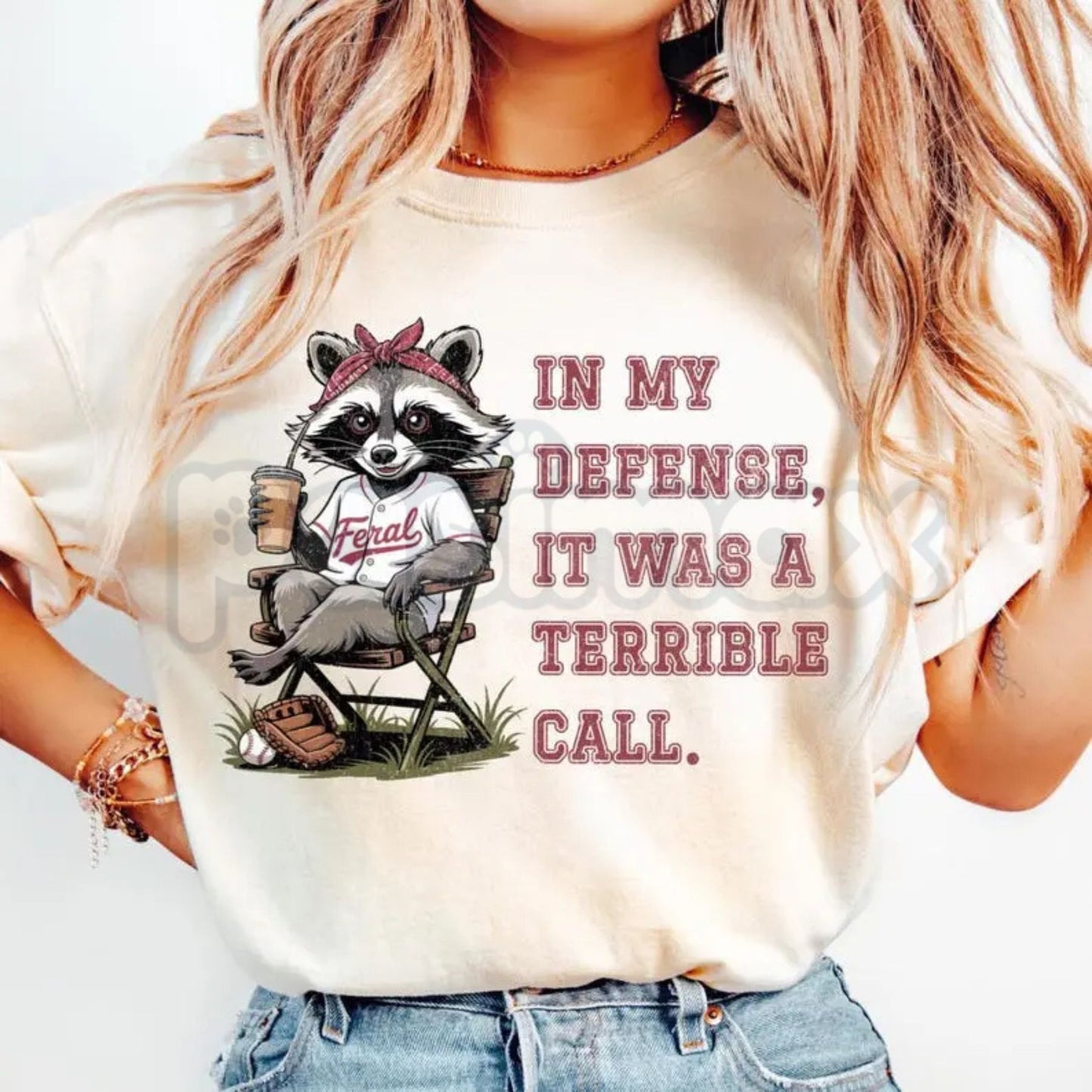 "Feral Baseball Mom" Funny Raccoon T-Shirt – Game Day Chaos Graphic Tee, Premium 100% Cotton Softball Mama Top, Soft Lived-In Heavyweight Team Mom Gift, Made in USA